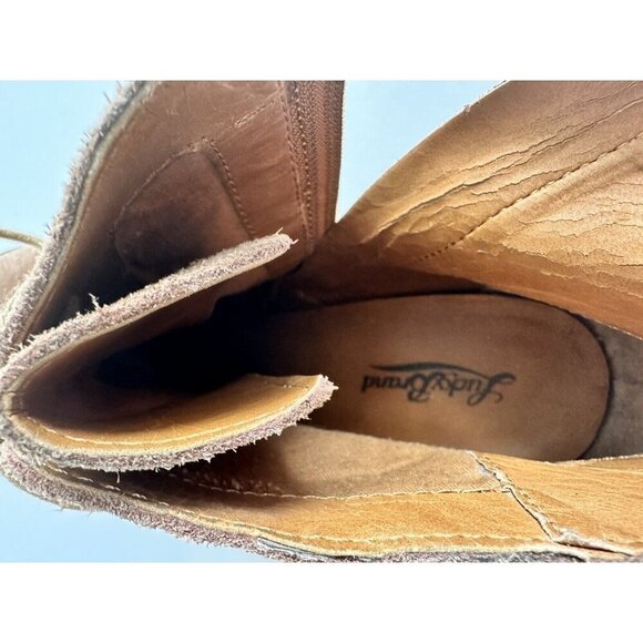 Lucky Brand Womens Bootie Size US 11M/EU 41 Honey Suede Lace Up Fall‎ Comfy READ - Picture 13 of 13